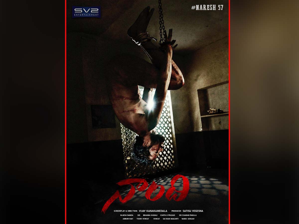 First Look of Naandhi: N*ked Allari Naresh hangs upside down