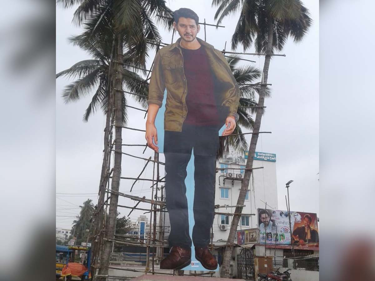 Mahesh Babu 50 Ft Cutout at Bhimavaram