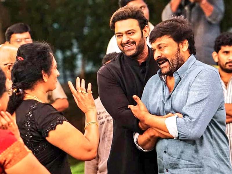 Prabhas with Chiranjeevi at birthday bash