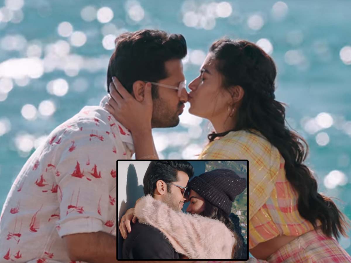 Rashmika Mandanna kisses Nithiin Rashmika Mandanna kisses Nithiin