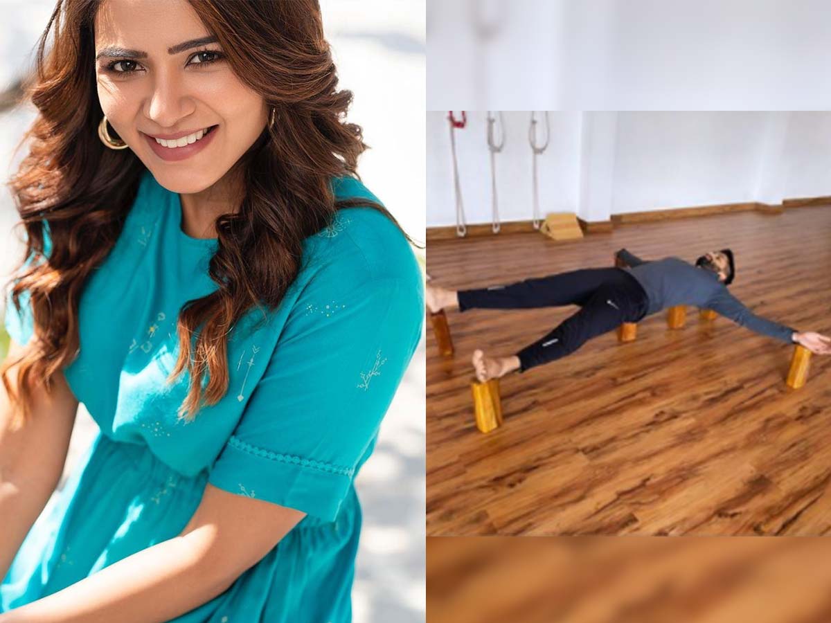 Naga Chaitanya lying on few wooden pieces, relaxing yoga